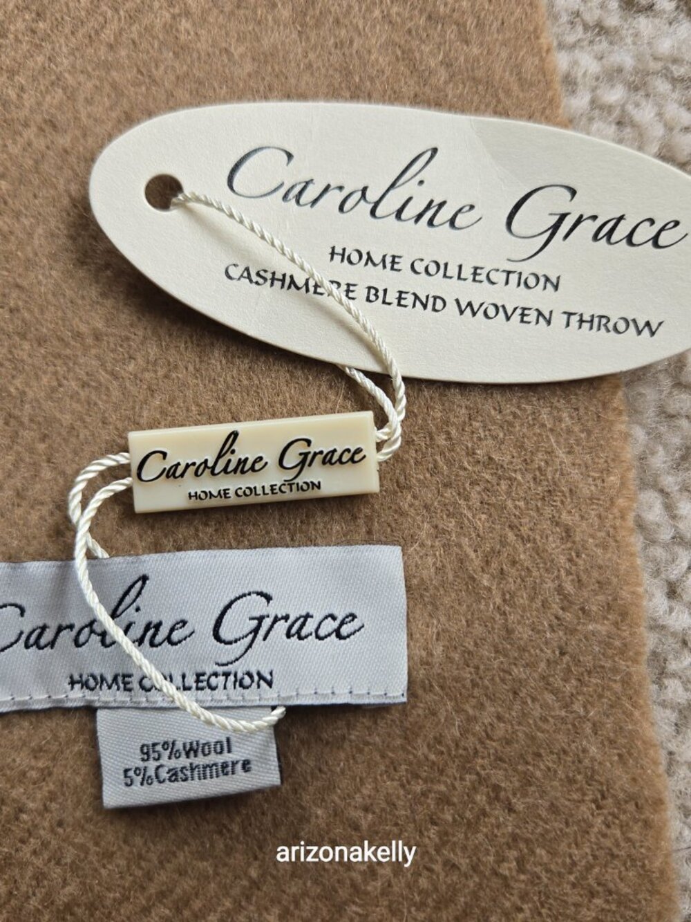 NWT Woven Cashmere Wool Blend Throw Caroline Grace Alashan Cashmere Reversible - Picture 5 of 13
